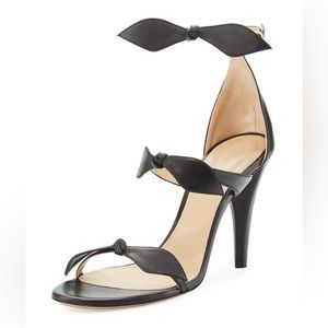 Chloe Naka Bow 100mm Sandals, Black, Size 7